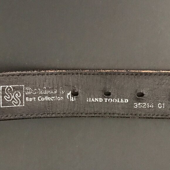 Montana Silversmiths Men's Buckle with Hand Tooled Custom Made Leather Belt - Picture 10 of 12